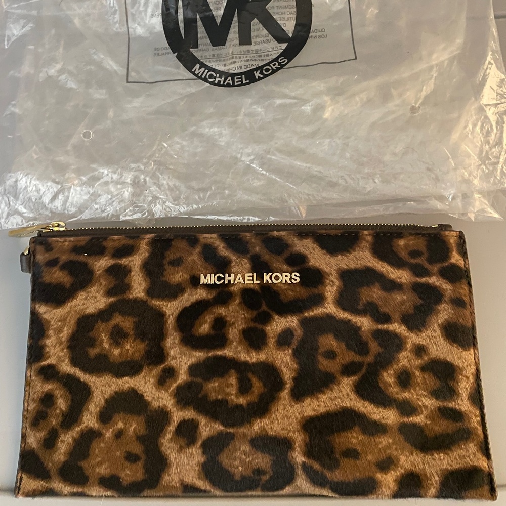 Michael Kors Animal print furry wristlet